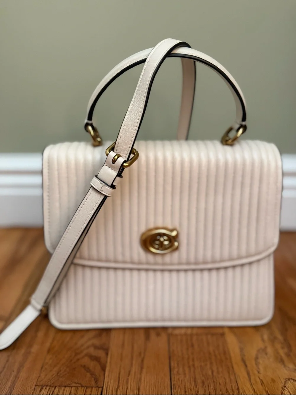 Coach Cream Quilted Top-Handle Shoulder Bag